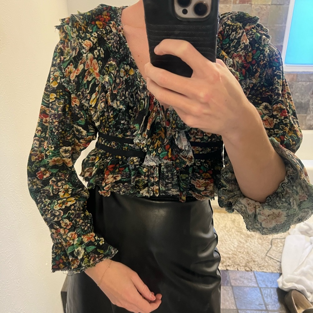 Free People Floral Ruffle Top - Picture 5 of 6